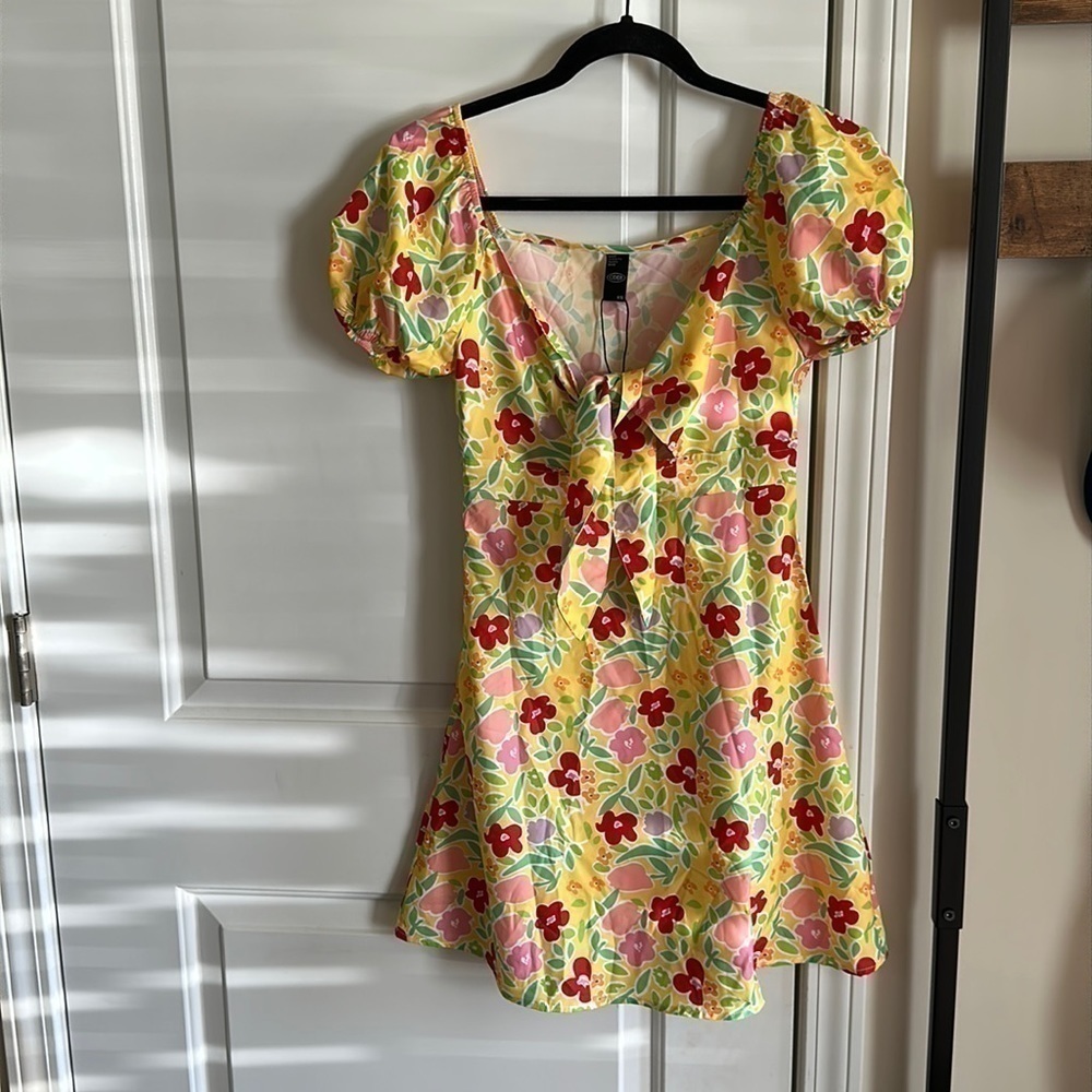 Cider Floral Knot Front Mini Dress - Picture 2 of 11